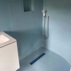 Colour matched microcement blues blue by paint and paper